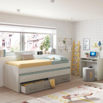 Cama madeira Dupla Infantil + Estante + Gaveta - Ares Plus - Image 2