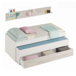 Cama madeira Dupla Infantil + Estante + Gaveta - Elliot