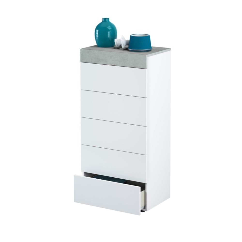 comoda-branca-artik-tekkan-de-cimento-com-5-gavetas-61-x-110-x-40-cm Cómoda 5 Gavetas Tekkan - Image 1